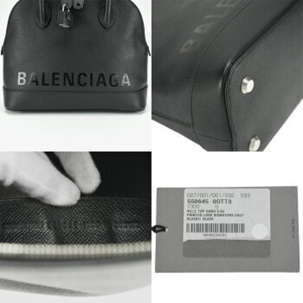 Balenciaga Ville Leather Strap Black Handbag Handle Shoulder Top - Picture 7 of 10